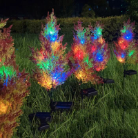 Solar Pine and Cypress Christmas Lights Outdoor Waterproof Solar Lawn Lamps Garden Pathway Light for Patio Holiday Decoration