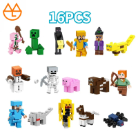16Buah Pajangan Mainan Balok Minifigure Minecraft Zombie Alex Steve