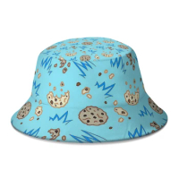 Cookie Monster Kawaii Pattern Texture Bucket Hat For Women Men Teenager Foldable Bob Fishing Hats Panama Cap Streetwear