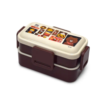 【LINE FRIENDS】日本製 熊大吃的好 雙層便當盒 保鮮餐盒 辦公旅行通用-600ML(日本限定版)