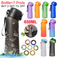 650ML Flavored Water Bottle with 7 Flavour Pods Scent Up Water Bottle Portable Reusable Air Flavored Drink Cup Outdoor Sports