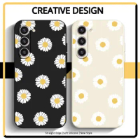 Flower Square Phone Case For Samsung Galaxy S8 S9 S10 S20 S21 S22 S23 S24 Plus Ultra FE Shockproof Matte Soft TPU Silicone Cover