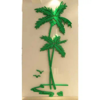 Acrylic Coconut Tree 3D Stickers Cartoon DIY Plant Background Wall Self-adhesive Decoration Mirror Surface Sticker Home Decor