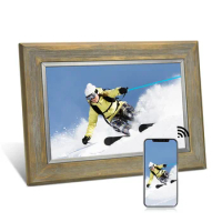 Wooden Cover 10 Inch Wifi Digital Photo Frame With App Share Picture Freely 800*1280 IPS Cloud Photoframe