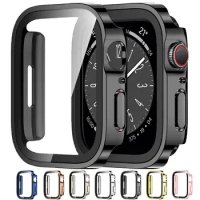 Tempered Glass Case for Apple Watch Screen Protector Cover Series 9 8 7 6 5 4 SE Hard PC Bumper 45mm 41mm 44mm 40mm for iWatch