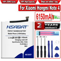 HSABAT 100% New 6150mAh BN41 Battery For Xiaomi Hongmi Note 4 Redmi Note 4 pro Batteries Helio X20 Battery Redmi Note 4X 4G+64G