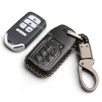 Leather Car Key Fob Protect Skin Cover Case Auto Accessories Holder For Honda Pilot Accord Civic CRV Freed 5 Buttons 2018-2021