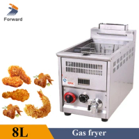 Gas Industrial Deep Fryer/8L Deep Fryer Machine Commercial Potato Chips Frying Machine / Gas LPG Fryer for Frying Chicken Fish