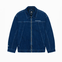 【CONVERSE】外套 男款 運動牛仔外套 夾克 SKATE DENIM JACKET 藍 10027962-A01