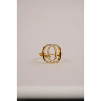HANARU A14 雙環晶鑽金色戒指 1pc