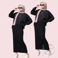 inner dress lengan pendek Lembut Nyaman Panjang  Soft  Mewah Hitam Muslim Basic Dewasa Formal Gamis 