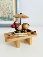 日本昭和 鄉土玩具 日式泡湯溫泉木偶人形場景置物擺飾