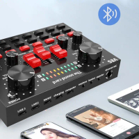 V8 V8s Audio Stereo Headset Microphone Webcast Streamer  Sound Card -(Bluetooth)-(รุ่นไหม่) V8S BT U