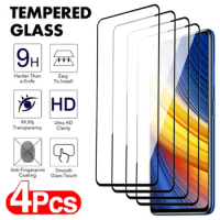 4Pcs Full Tempered Glass For Xiaomi Poco X3 NFC X4 GT X5 Screen Protector POCO M3 M4 M5 F3 F4 F5 Pro C50 C51 C55 C65 Glas Film
