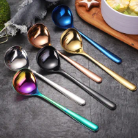 304 Stainless Steel Long Handle Soup Spoon Ladle Hot Pot Ramen Scoop Family Tablespoon Skimmer Kitchen Dishes Cooking Tableware