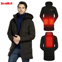 SNOWWOLF Men Winter Fishing Clothes Outdoor USB Infraded Heating Hooded Cotton Jacket Hiking Fishing Thermal Clothing Coat