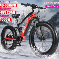 CHINA US warehouse 1000w Off-road Electric Bike 26 inch Tire Outdoor Sports Mountain Bike 20Ah Battery Adult Bike 50km/h ebike
