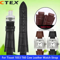 24x14mm Cowhide Leather Watchband accessories For Tissot 1853 T60 Strap Belt T60.1.513 Women Bracelet Convex End Watch Strap