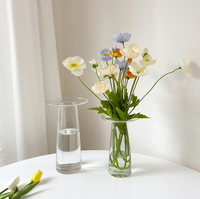 ins北歐透明玻璃花瓶網紅家居客廳桌面裝飾擺件干花鮮花插花花瓶