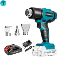 T 300W Cordless Heat Gun 350-550℃ Temperature Adjustable Rechargeable Hot Air Gun Air Dryer with 3 Nozzles for Makita Battery