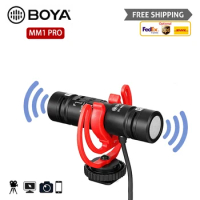 BOYA BY-MM1 Pro Dual Head Microphone for Smartphone Vlog PC Live Streaming on DSLR SLR Camera Shotgun Video Interview Mic