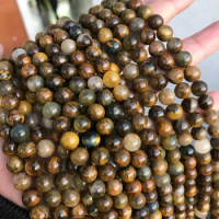 6/8/10mm Natural Golden Pietersite Stone Beads Round Loose Stone Beads For DIY Jewelry Making Bracelet Necklace Accessories