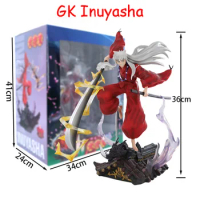 35cm Bandai Gk Statue Inuyasha Anime Figure Sasei Maru Battle Ver Rooftop Scene Pvc Action Figure Collection Model Children Toys