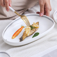 【Homely Zakka】創意Lovely fish系列陶瓷餐具_長條深湯盤26.3cm(飯碗 湯碗 餐具 餐碗 盤子 器皿)