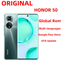 Global Rom Honor 50 5G Mobile Phones Multi Languages Android 11.0 6.57" OLED 120HZ Fingerprint 100.0MP Camera 66W Charger