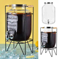 4LBeverage Dispenser Airtight Drink Lemonade Dispenser Jar For Party Drink Pitcher Container With Spigot Cocktail Wine Dispenser