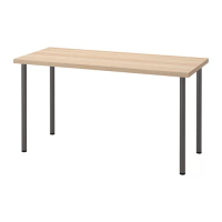 LAGKAPTEN/ADILS 書桌/工作桌, 染白橡木紋/深灰色, 140 x 60 公分