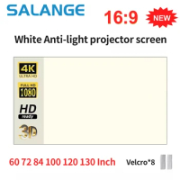Salange Projector Screen White Grid Anti Light Curtain High Brightness 100 130 Inch 16:9 Portable 4K HD Fabric Cloth for Beamer