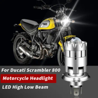 1X For Ducati Scrambler 800 Motorcycle H4 HS1 LED Lens Headlight Bulbs Retrofit Accessories Icon Ful