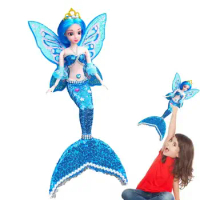 Toys For Girls Princess Doll Water Toys Princess Girl Doll With Removable Wings &amp; Sequin Fishtail Dress Up Kids Toys For Girls 3