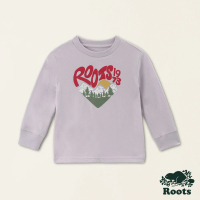 【Roots】Roots小童-經典小木屋系列 心型文字風景長袖T恤(蘭花紫)