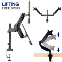 Single Dual Desk Mount Stand Holds Up To 19.84 Lbs Monitor Holder Adjustable Computer Monitor Arm for 17 To 32 Inch Screens