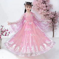 Ancient Chinese Costume Girl Traditional Tang Dynasty Fairy Dress Hanfu Outfits Kids Han Dynasty Elegant Performance Clothes