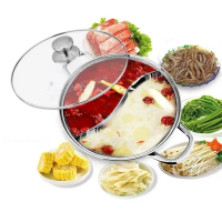 Nồi Lẩu 2 Ngăn Inox Đường Kính 30cm( Dùng Được Cho Bếp Từ - Hồng Ngoại ), Tiện Dụng-Nồi Lẩu Inox 2 N
