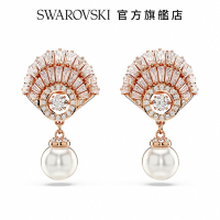 SWAROVSKI 施華洛世奇 Idyllia 水滴形耳環, 貝殼, 白色, 鍍玫瑰金色調