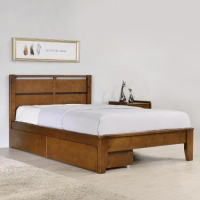 《Homelike》巴斯特附抽屜床架組-雙人5尺 實木床架 雙人床 5尺床