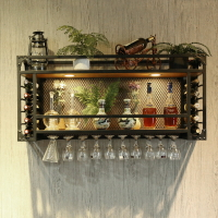 歐式鐵藝壁掛式酒櫃休閑酒吧實木酒架創意家用客廳上墻紅酒展示架