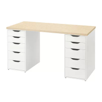 MITTCIRKEL/ALEX 書桌/工作桌, 松木效果 白色, 140x60 公分