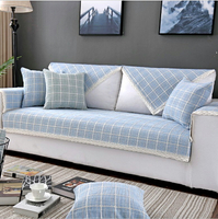 淺灰色藍色綠色簡約現代夏天沙發墊坐墊套罩布巾布藝四季通用款薄