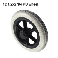 Size12 1/2x21/4 Solid Wheel 12 1/2* 2 1/4 Tubeless Wheel Tyre Wheelchair Rear Wheel 12 Inch PU Tire Inflation Free Wheel Manual