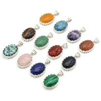 Natural Stone Pendants Egg Shape Amethyst Turquoise Agates Charms for Jewelry Making Diy Women Necklace Earrings Gifts