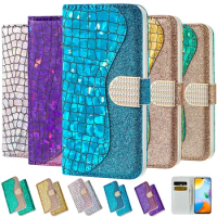 Diamond Glitter Leather Case For Samsung Galaxy A13 A12 A22 A32 A33 A42 A52 A52S A53 A72 A73 5G A01 A11 A21S A51 A71 Book Cover