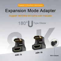 Tv Hdmi-compatible Adapter Portable 180 Degree Hdmi-compatible Male to Female Adapter 8k60hz Hd Output Converter with for 8k