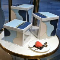 加高半透明生日蛋糕盒6/8/10寸蛋糕盒子包裝盒家用網紅烘焙方形盒