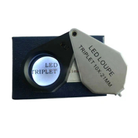 Six Built-in Led Lighted Triplet Lens Loupe 10x 21mm Jewelry Diamond Folding Magnifying Glass