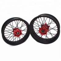 Super Motard 17 Inch Black Rim Red Hub CRF250l Wheels